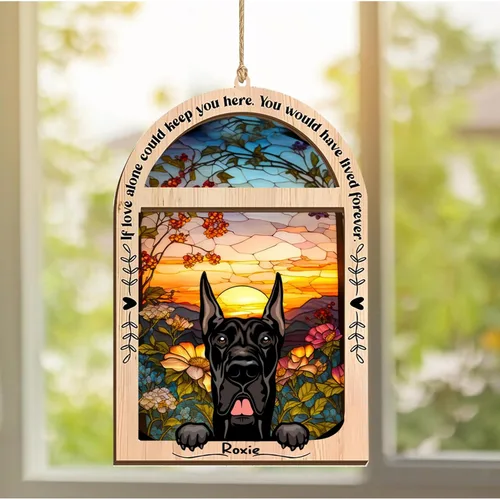Vista 205 de LOVELYPOD Adorno de Navidad personalizado de sabueso afgano, atrapasoles con nombre, regalos de pérdida de mascotas, regalos para amantes