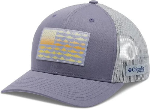 Vista 21 de Columbia Snapback de malla con bandera de pez PFG Negro y piedra oscura.