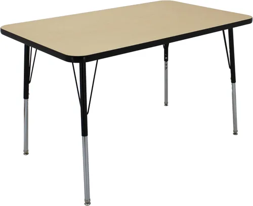 Vista 20 de FDP - Mesa rectangular para actividades escolares y de oficina (24 x 48 pulgadas), patas estándar con deslizadores giratorios, altura ajustable