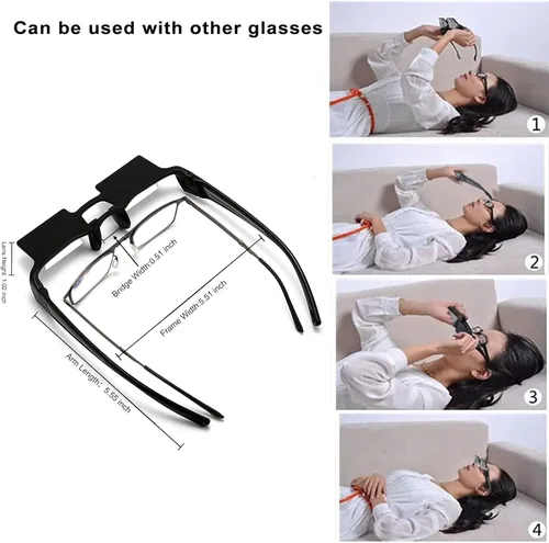 Vista 5 de okcsc Gafas de lectura mejoradas para acostarse, luz de periscopio para ver televisión, gafas de prisma, gafas perezosas