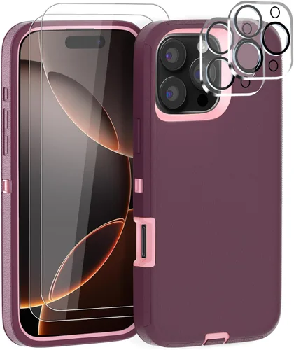 Vista 10 de Funda para iPhone 13 Funda 6.1" con Soporte Plegable y Clip para Cinturón con 2 Protectores de Pantalla + 2 Protectores de Lente de Cámara, Cubierta