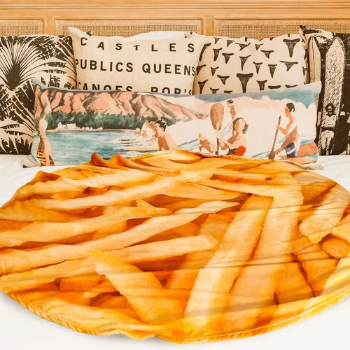 Vista 2 de Excervent Manta de papas fritas realista, 300 GSM, manta de comida divertida y realista, manta de franela súper suave, 60 pulgadas