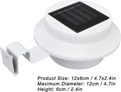 Vista 2 de Luces LED de canalón, 3 luces LED solares para exteriores, impermeables, para jardín, patio, lámpara de pared con soporte para valla, pared