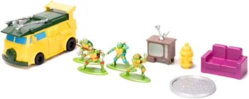Vista 4 de Teenage Mutant Ninja Turtles Turtle Lair Nano Scene con figuras coleccionables fundidas a presión de 1.65 pulgadas, juguetes para niños y adultos