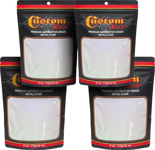 Vista 16 de Custom Shop - Purpurina metálica para pintura automotriz, oro brillante, 4 oz, micro escamas de metal de 0.004" para pintura de automóviles, aditivo