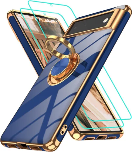 Vista 269 de Funda para Motorola Moto G 5G 2024: Funda Moto G Play 5G 2024 con 2 piezas de protectores de pantalla, soporte de anillo de rotación de 360°