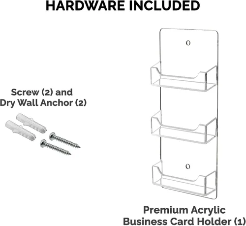 Vista 5 de Marketing Holders Tarjetero de 3 bolsillos para colgar verticalmente, soporte de pared con herrajes para tarjetas de regalo horizontal de 3.5 x 2