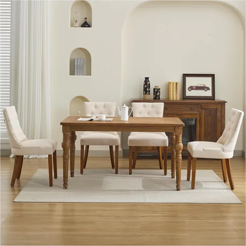 Vista 6 de Juego de 2 sillas de comedor modernas con respaldo, color beige