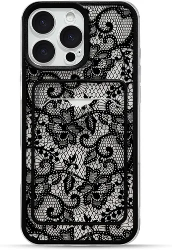 Vista 16 de NITITOP Funda para iPhone 13 transparente linda flor de encaje - flor negra negro (Black Bloom)