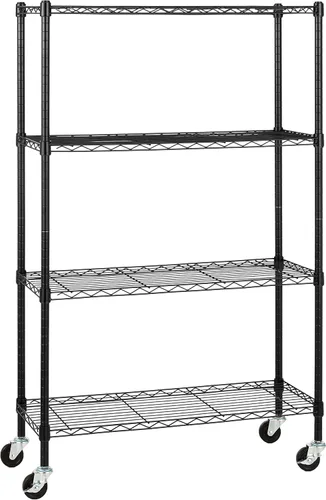 Vista 26 de Amazon Basics Estante organizador ajustable de alambre de acero resistente con 3 estantes para cocina, garaje, 23.2 pulgadas de largo x 13.4