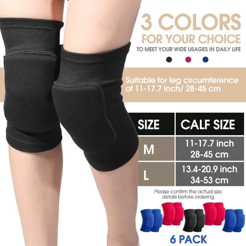 Vista 2 de Lenwen 12 pares de rodilleras de voleibol para bailarines, suaves y transpirables, rodilleras para hombres y mujeres, fútbol, fútbol, yoga, Negro