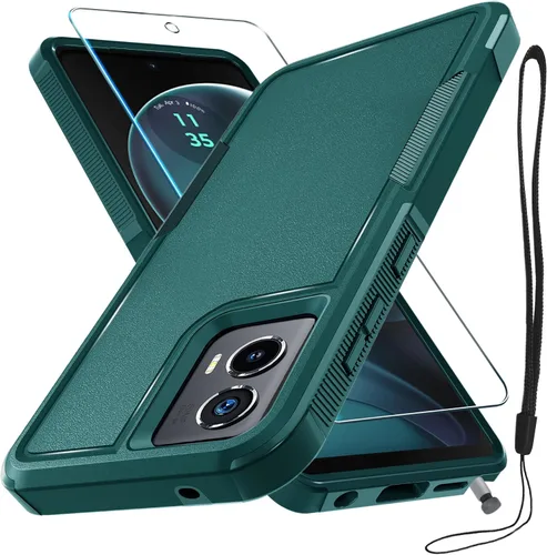 Vista 26 de Funda compatible con Moto G 5G 2024, cuerpo completo, resistente, resistente, a prueba de golpes, con correa de cordón, protector de pantalla