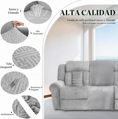 Vista 6 de Fundas de sofá reclinable seccional 100% impermeables para sofá reclinable en forma de L, funda de sofá modular de esquina en forma de L, fundas