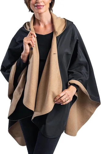 Vista 3 de WarmCaper - Poncho de lluvia cálido para mujer con capucha - suave y resistente a la lluvia (elige tu color)