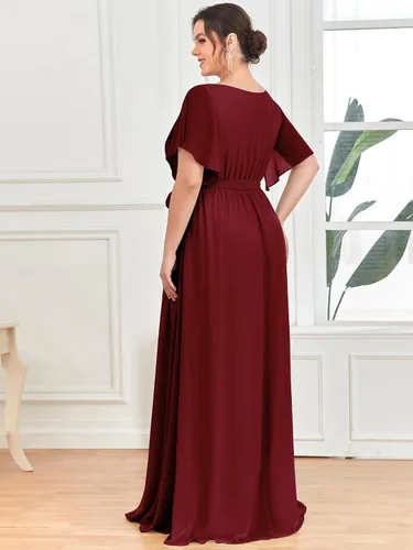 Vista 2 de Ever-Pretty Plus Vestido de dama de honor formal con cuello en V profundo y cintura elástica para mujer, talla grande, 0164A-DA
