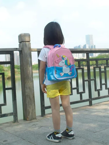 Vista 5 de POWOFUN Mochila de viaje preescolar para niños pequeños, Unicornio azul, S, Viajar