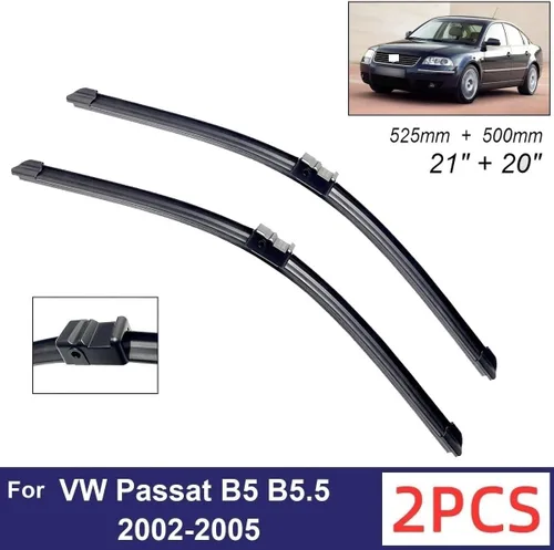 Vista 2 de Limpiaparabrisas de automóvil compatible con VW Passat B5 B5.5 2002-2005, limpiaparabrisas delantero de goma suave, parabrisas automático de 21