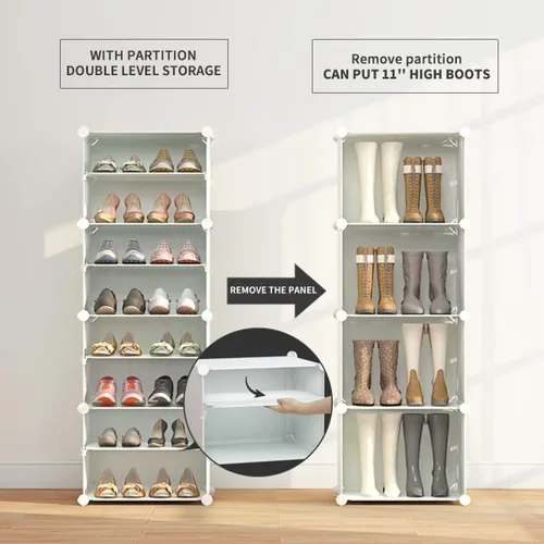 Vista 6 de KOUSI Organizador portátil para zapatos, 24 pares, estante de torre, soporte de gabinete de almacenamiento expandible para tacones, botas