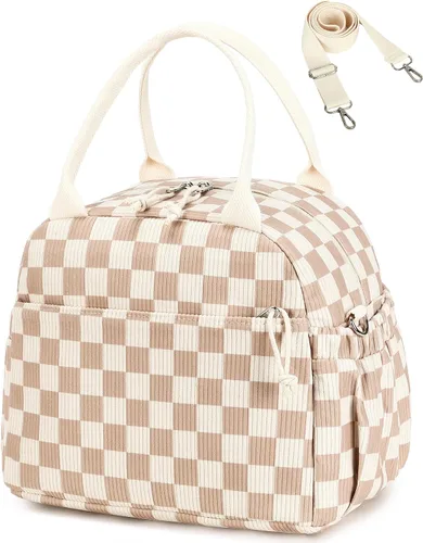 Vista 20 de Bluboon Bolsa de almuerzo para mujer, bonita bolsa de almuerzo de pana con correa para el hombro, reutilizable, aislada, gran capacidad