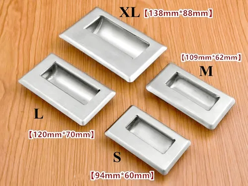 Vista 3 de Paquete de 2 tiradores empotrados ocultos de acero inoxidable cuadrados empotrados para muebles, para puerta, cajón, armario, puerta corrediza (XL)