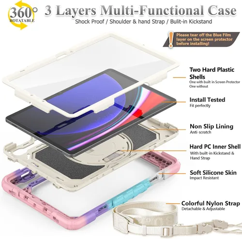 Vista 7 de SEYMAC stock Funda para Samsung Galaxy Tab S10 Lite / S10 FE / S9 FE 5G / S9 Funda para Tableta 10.9''/ 11'' Protectora con Protector de Pantalla