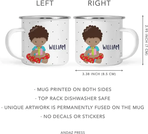 Vista 5 de Andaz Press Taza de café de acero inoxidable con nombre personalizado de 11 onzas para niños, 1 paquete, taza de Navidad personalizada