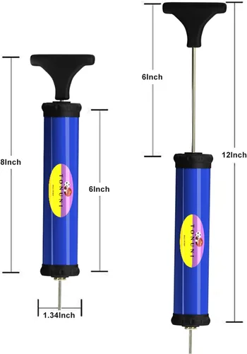 Vista 2 de Bomba de aire portátil, kit de inflador de bomba de bola con aguja, boquilla, manguera de extensión para fútbol, baloncesto, fútbol, voleibol
