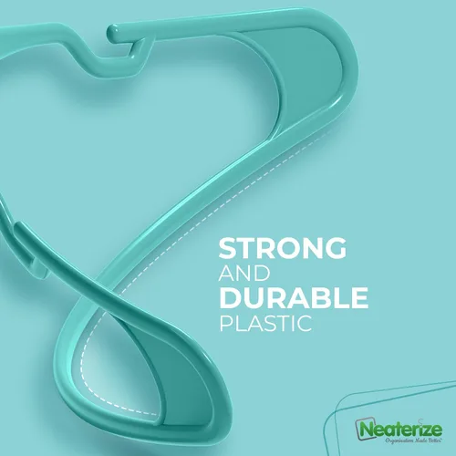 Vista 6 de NEATERIZE - Ganchos de ropa de plástico, 20 paquetes, Aqua - Perchas para colgar ropa