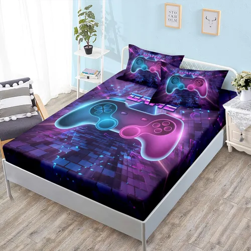 Vista 23 de HOSIMA - Juego de ropa de cama con diseño de ajolote para decoración de dormitorio infantil, patrón de dibujos animados espaciales Kawaii, animales