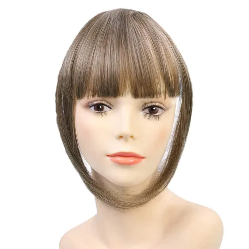 Vista 2 de Flequillo con clip para el cabello con clip, extensiones de cabello para mujer, flequillo plano y ordenado, extensión de cabello para uso diario