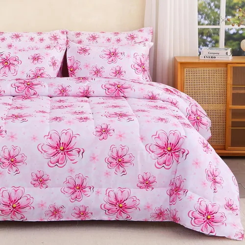 Vista 16 de lasoftan Juego de edredón floral Queen con sábanas, ropa de cama vintage de lujo de 7 piezas, ropa de cama de microfibra suave en una bolsa, juego
