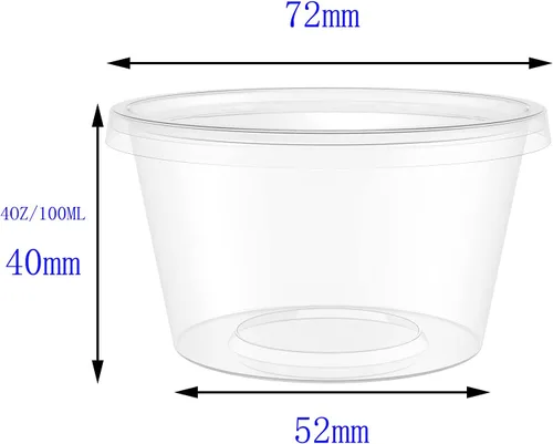 Vista 2 de XINGLIAN 400 recipientes de plástico transparente de 4 onzas con tapas para almacenamiento de bolas de espuma desechables, recipientes a prueba