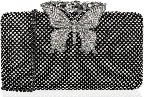 Vista 16 de Dexmay - Bolso de noche para mujer con cierre de mariposa y diamantes de imitación