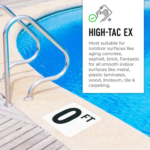 Vista 3 de Marcador adhesivo de vinilo de profundidad de piscina de 0 pies/cero pies, Marcador de piscina antideslizante de 6 x 6 pulgadas, fabricado