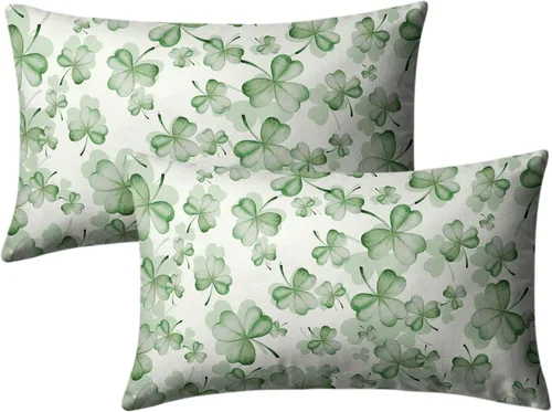 Vista 63 de Juego de 2 fundas de almohada abstractas bohemias de 16 x 16 pulgadas, modernas fundas de almohada de mediados de siglo, diseño de hojas verdes