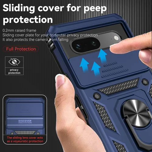 Vista 4 de Funda para Pixel 7a, con protectores de pantalla y funda para cámara, [grado militar] de 16 pies. Funda protectora probada contra caídas con soporte