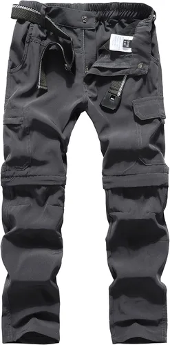 Vista 2 de DAFENGEA Pantalones cargo de senderismo para niños, estilo casual, secado rápido, senderismo, montañismo, convertibles