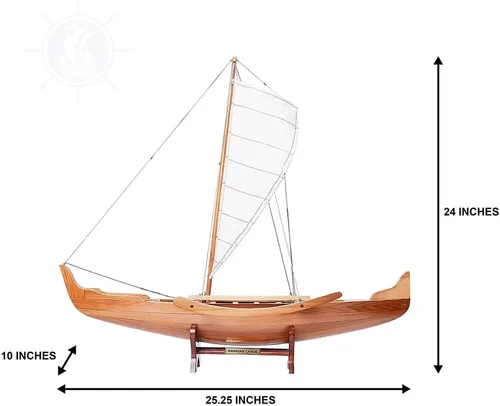 Vista 12 de Old Modern Handicrafts Modelo hawaiano de canoa Outrigger – Modelo de barco coleccionable – 25.3 pulgadas de largo x 10.0 pulgadas de ancho x 24.0
