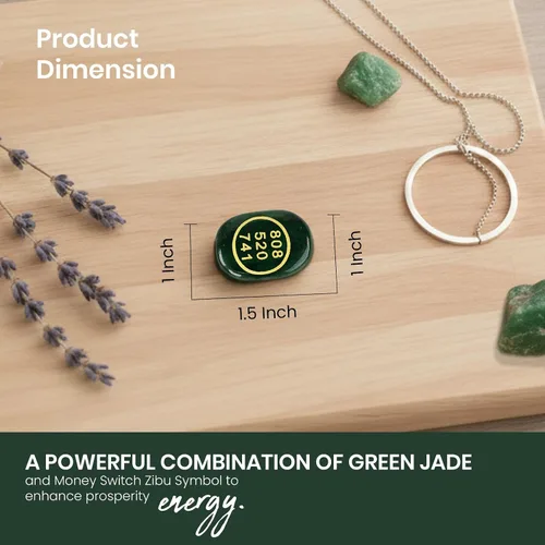 Vista 3 de Jet - Juego de piedras de reiki con símbolo de jade verde energizado, cristal curativo certificado para la suerte, abundancia y dinero, jade