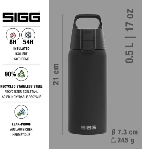 Vista 2 de SIGG - Botella de agua Shield Therm de acero inoxidable aislada - Para bebidas carbonatadas, a prueba de fugas, sin BPA, reciclada, 25, 34 onzas