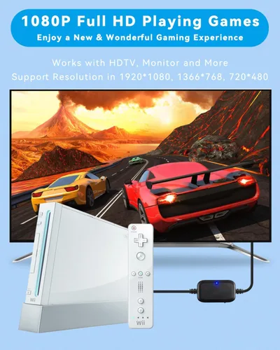 Vista 6 de Herfair Cable adaptador Wii a HDMI 1080P720P Wii HDMI calidad de imagen mejorador de resolución Wii 2 convertidor HDMI compatible con todos