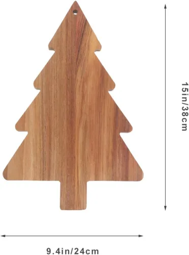 Vista 2 de COHEALI Tabla de cortar de madera con forma de árbol de Navidad tablas de charcutería tablas de cortar bandeja de alimentos pan de queso, pizza