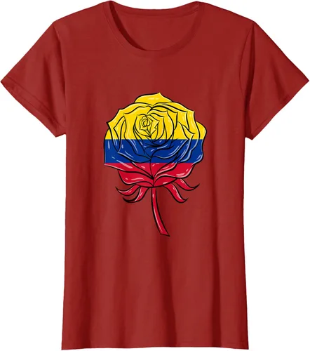 Vista 16 de Camiseta colombiana para mujer con diseño de rosa, Negro