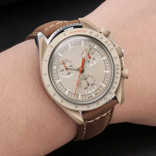 Vista 3 de Correas para reloj Moonswatch, correa de cuero compatible con reloj Omega X Swatch Moonswatch Speedmaster/Rolex/SEIKO Etc de 0.78 pulgadas, correa