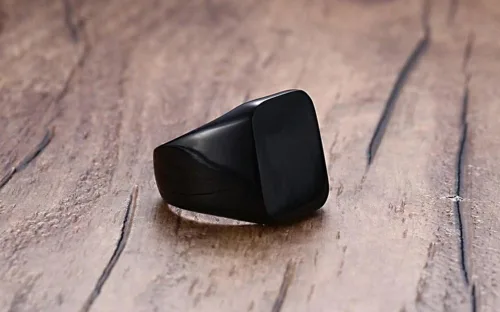 Vista 6 de Anillo de motero enhong, sello, anillo de acero pulido sólido, para hombre, ideal como regalo, tamaño de 17-38cm, color oro, negro o plata
