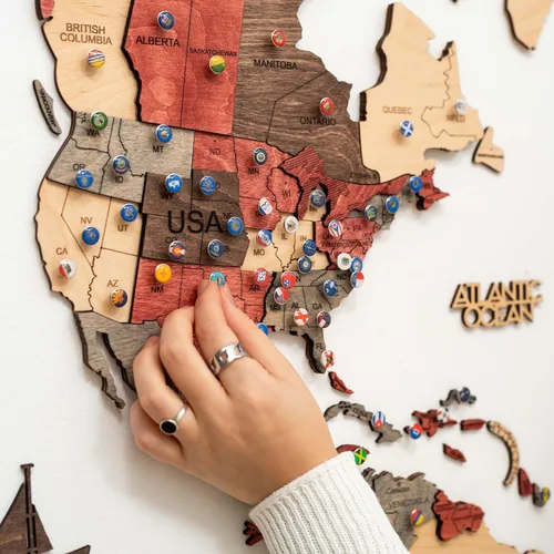 Vista 8 de Enjoy The Wood Arte de pared grande de madera en 3D, mapa del mundo, mapa de viajes del mundo, idea de regalo para cualquier ocasión, arte de pared