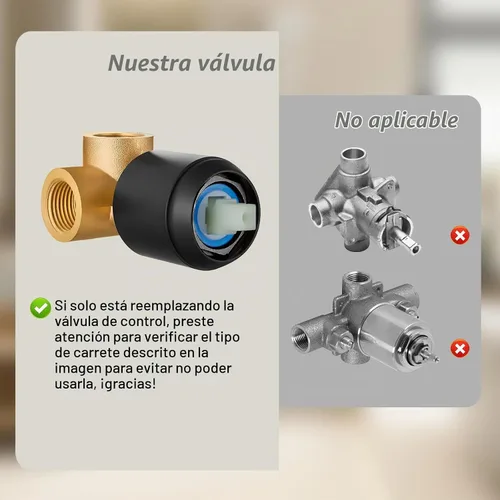 Vista 5 de Juego de llave de ducha HUCKLE con cabezal de ducha, llave de ducha negra de 8 pulgadas con válvula, cabezal de ducha de lluvia de mango único