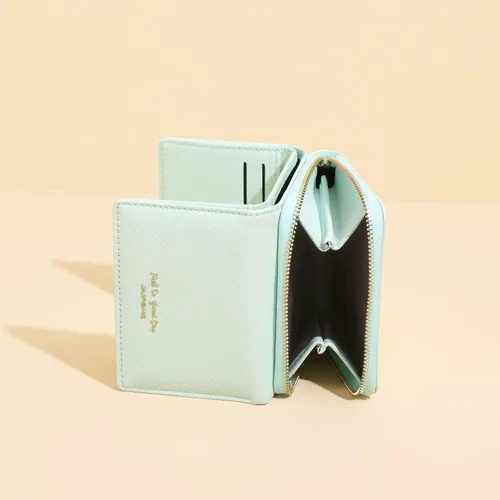 Vista 5 de JIUFENG Cartera corta con bloqueo RFID para mujer, multiusos, con cremallera, plegada, monederos, bolsas para múltiples tarjetas, organizador