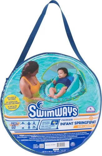 Vista 4 de SwimWays Infant Spring Float, Baby Pool Float with Canopy & UPF Protection, Swim Training PFD, Swimming Pool Accessories for Babies 3-9 Months