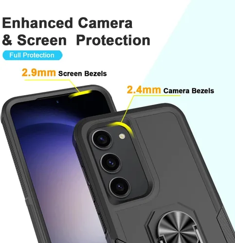 Vista 3 de for Samsung Galaxy S23 Case with Tempered Glass Screen Protector,Heavy-Duty Tough Rugged Phone Case Cover with Ring Holder Kickstand for Galaxy S23